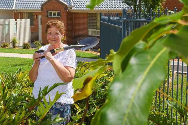 IRT William Beach Gardens resident Iris Essex in the garden.